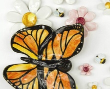Farfalle con fiori ed api, giallo